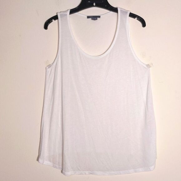 Vince Women's 100% Viscose Dressy Relaxed Scoop Neck Tank Top White Size L EUC - Picture 1 of 10